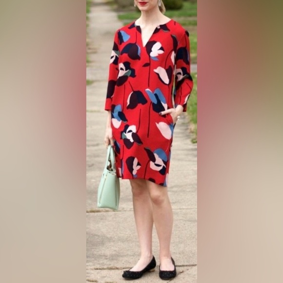 Boden Red and Pink Floral Dress Size 6 - Picture 2 of 10